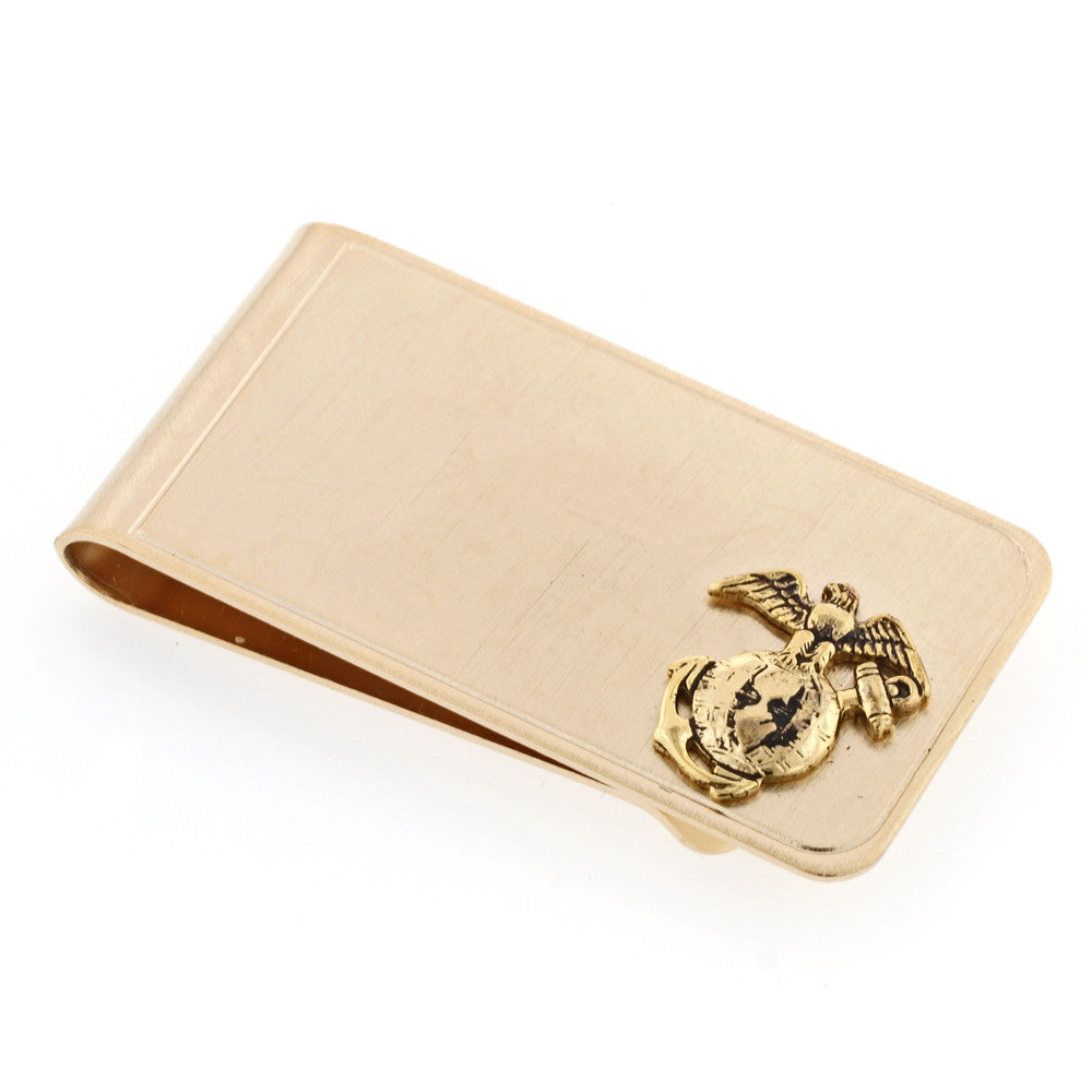 US Marine Corps Leather Money Clip – ID Card & Cash Holder – Black – Siskiyou
